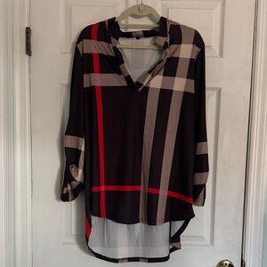 Plaid Women's Top - Brown and Red